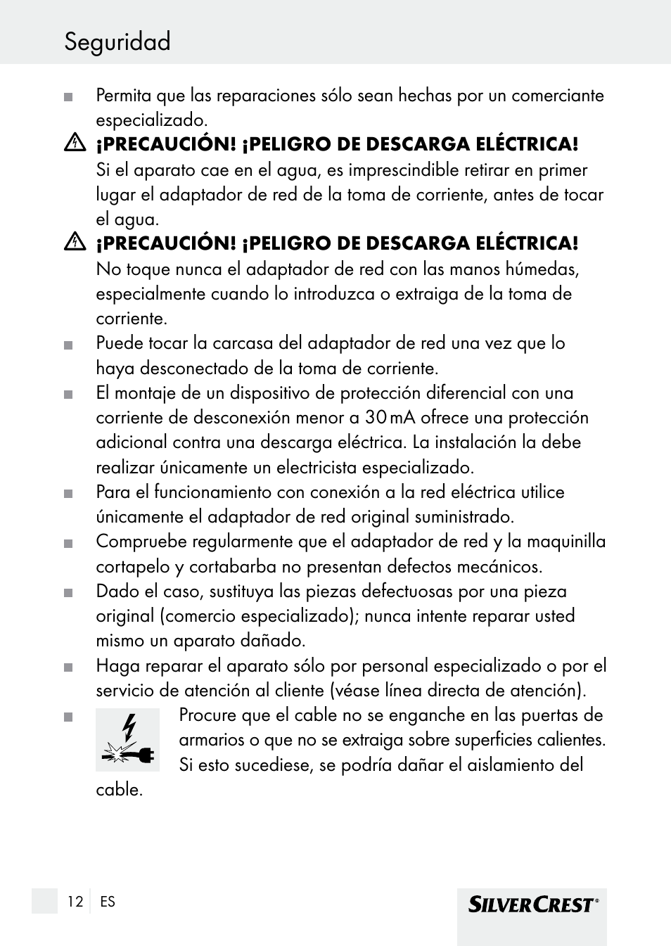 Seguridad / antes de la puesta en marcha seguridad | Silvercrest SHBS 1000 A1 User Manual | Page 12 / 105