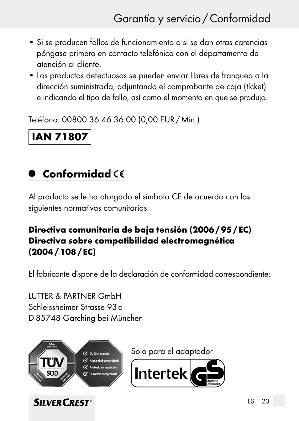 Conformidad | Silvercrest SHBS 1000 A1 User Manual | Page 23 / 105