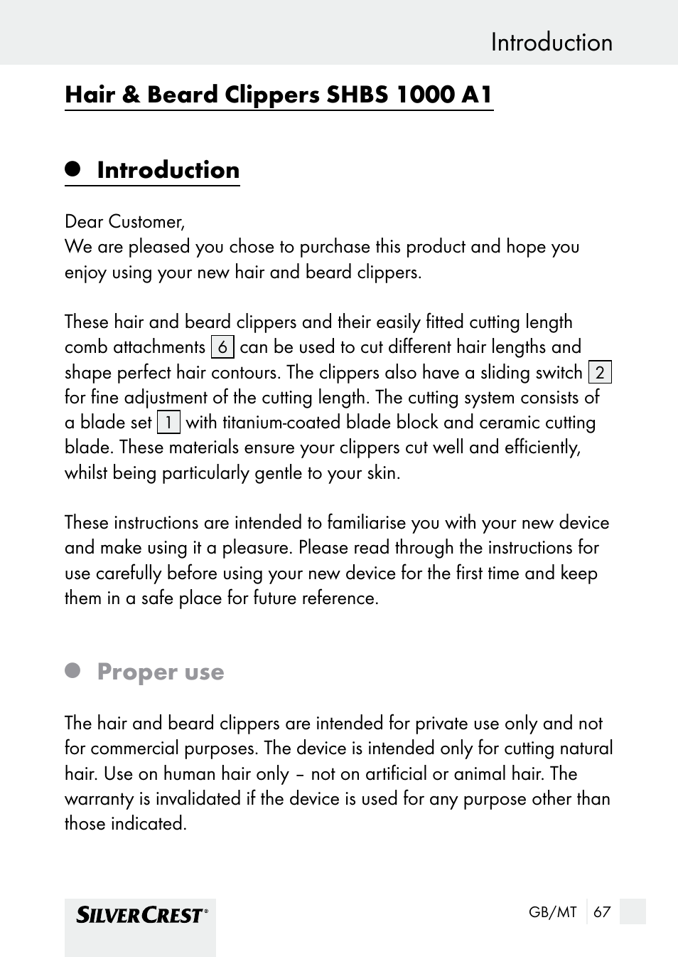 Introduction, Proper use | Silvercrest SHBS 1000 A1 User Manual | Page 67 / 105