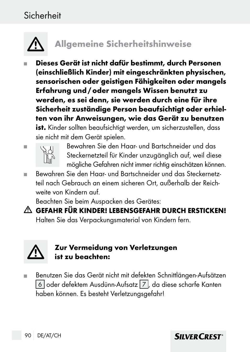 Sicherheit, Allgemeine sicherheitshinweise | Silvercrest SHBS 1000 A1 User Manual | Page 90 / 105