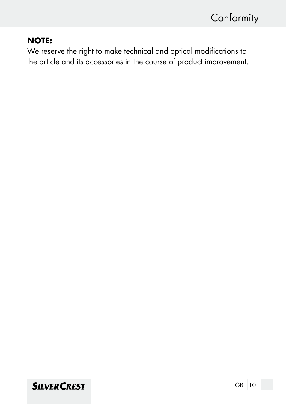Conformity warranty and service / conformity | Silvercrest SHBS 1000 A1 User Manual | Page 101 / 105