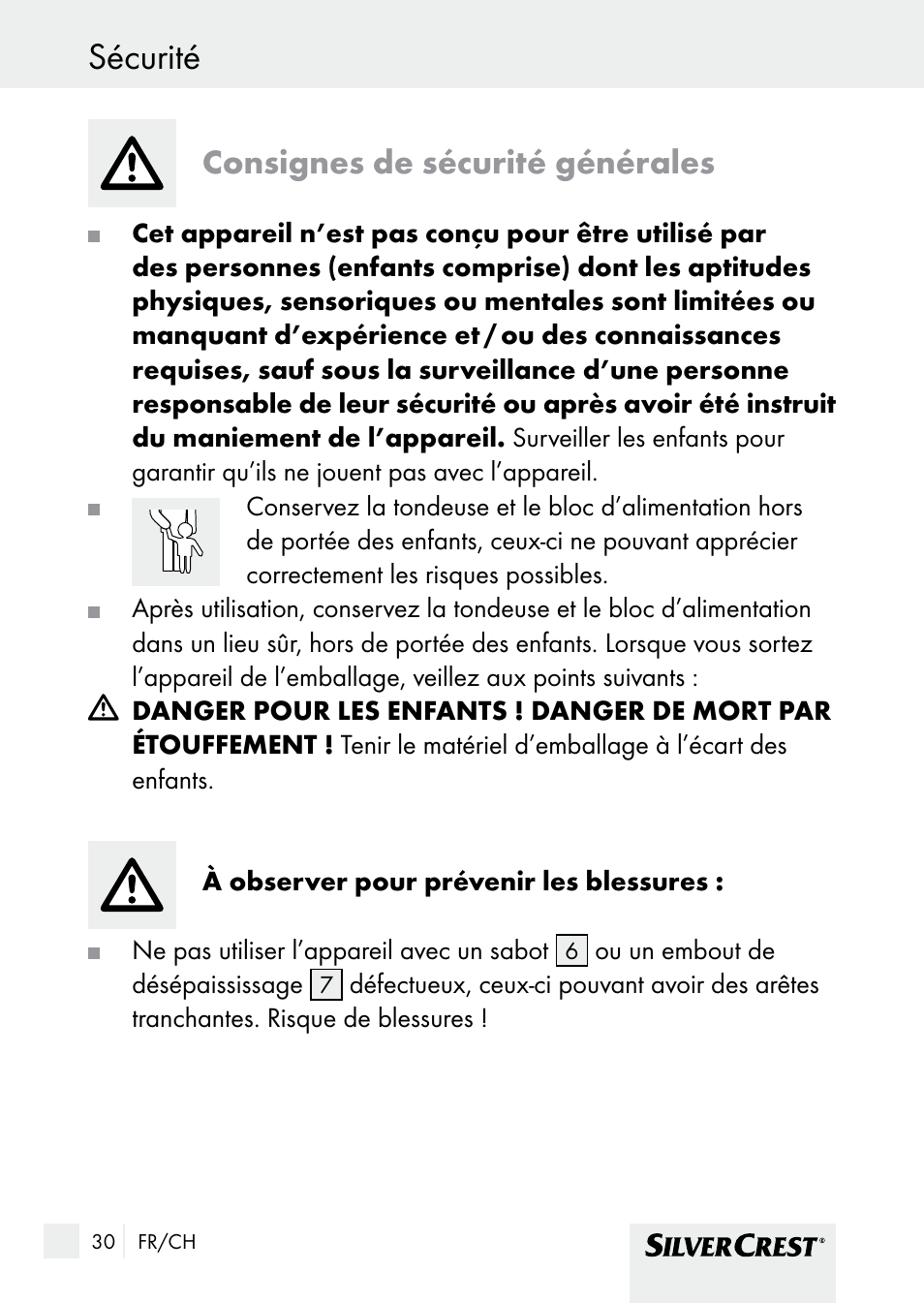 Sécurité, Consignes de sécurité générales | Silvercrest SHBS 1000 A1 User Manual | Page 30 / 105
