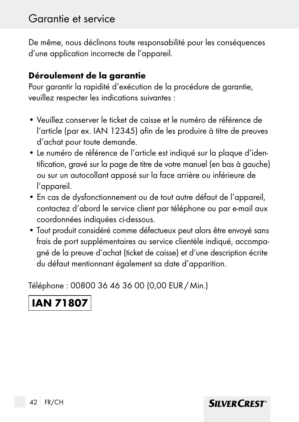 Conformité garantie et service | Silvercrest SHBS 1000 A1 User Manual | Page 42 / 105