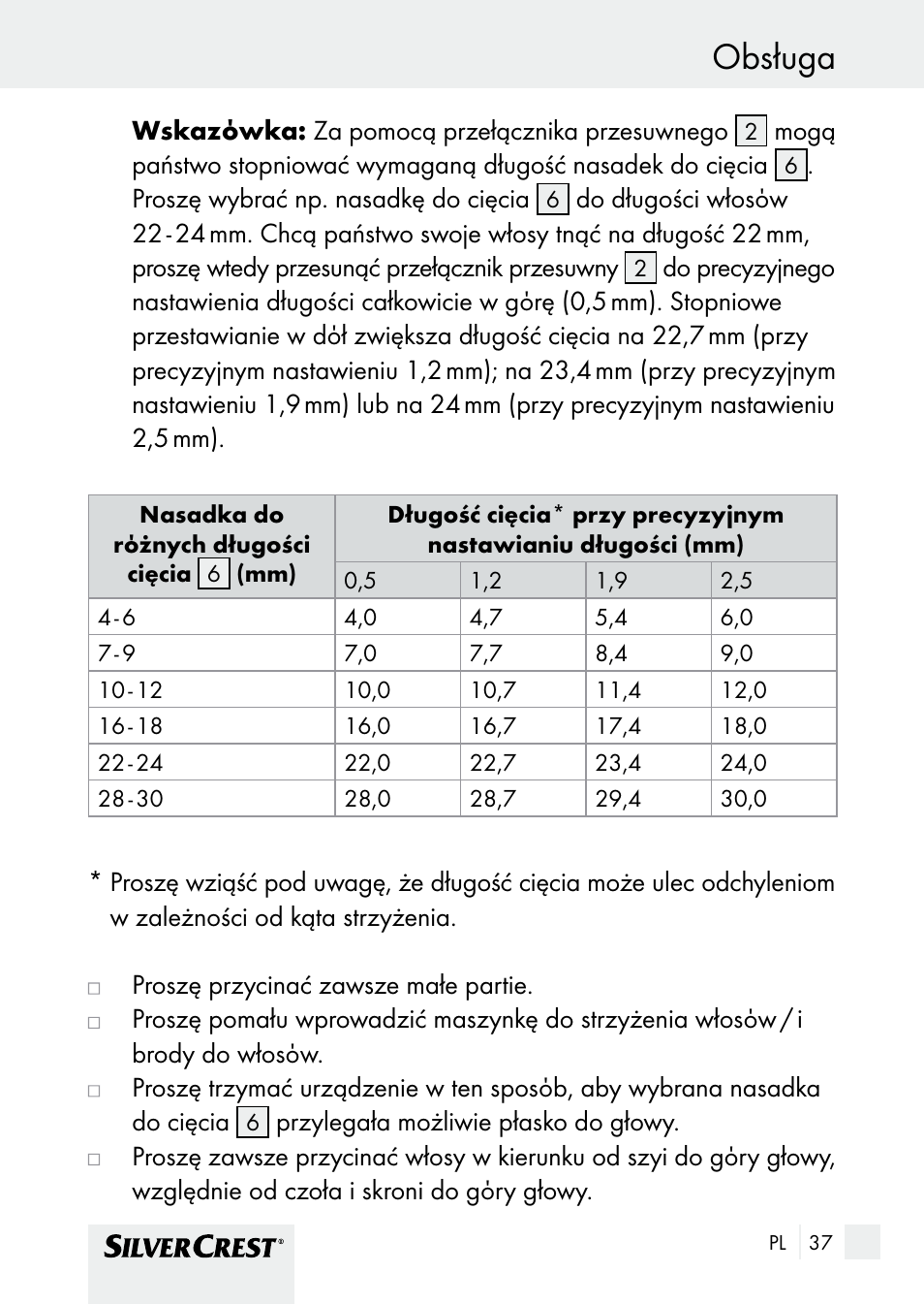 Obsługa | Silvercrest SHBS 1000 A1 User Manual | Page 37 / 125