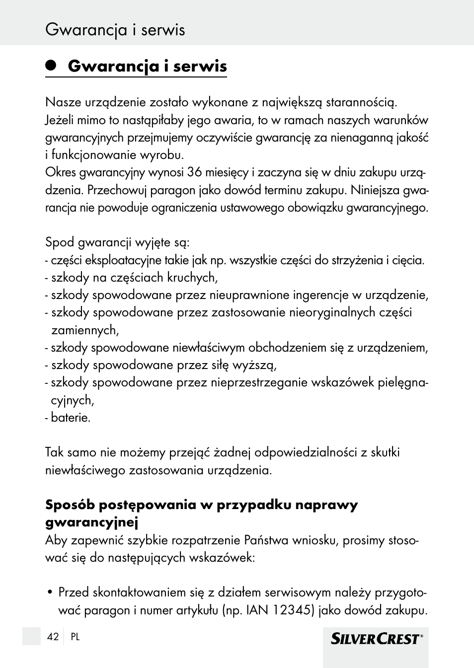 Gwarancja i serwis gwarancja i serwis / zgodność, Gwarancja i serwis | Silvercrest SHBS 1000 A1 User Manual | Page 42 / 125