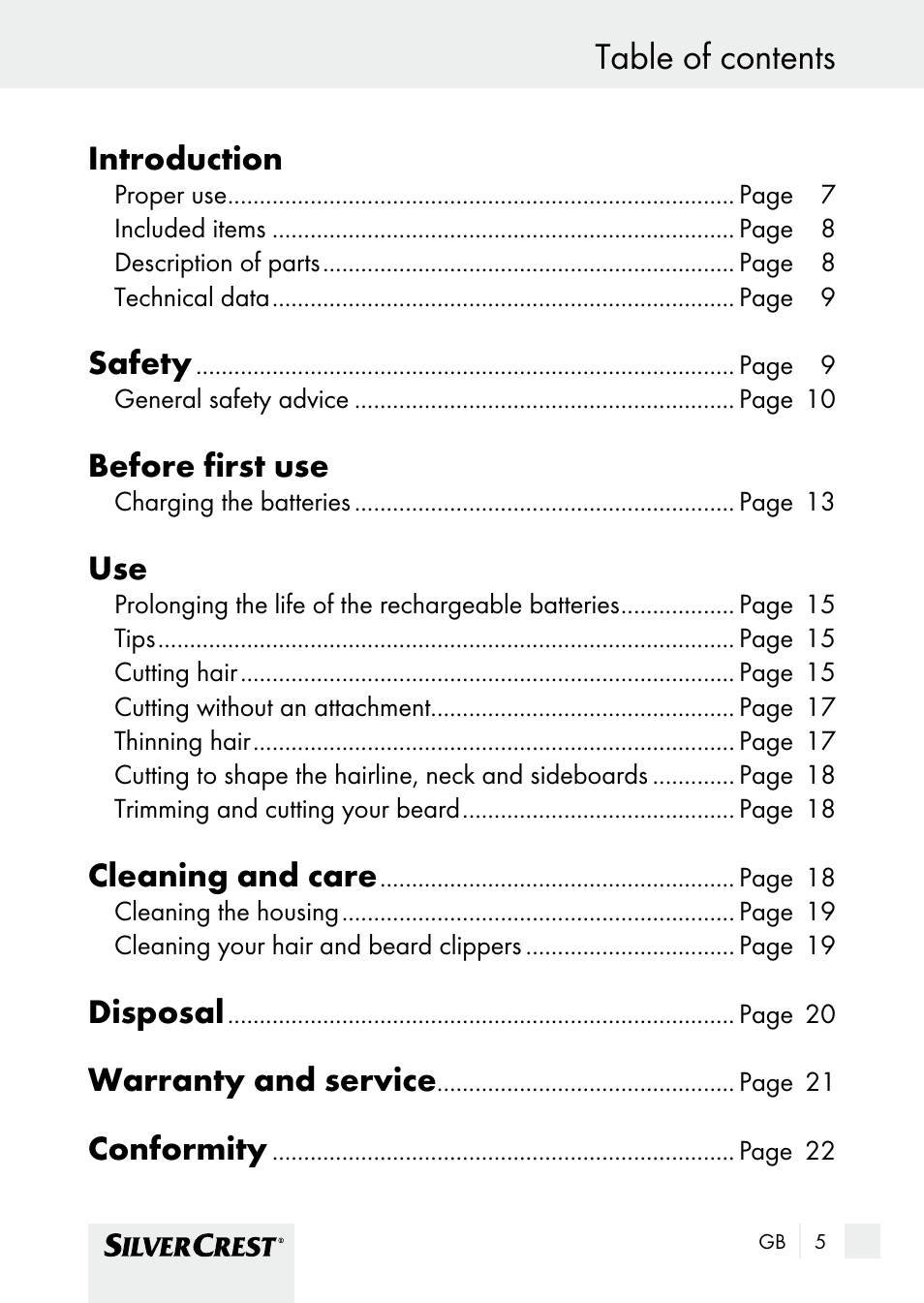 Silvercrest SHBS 1000 A1 User Manual | Page 5 / 125