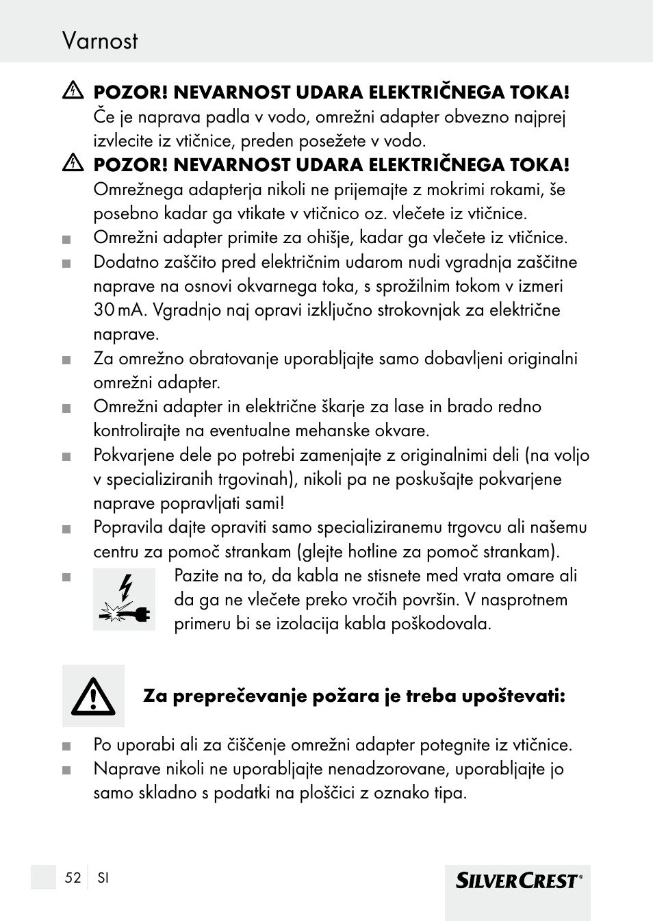 Varnost / pred začetkom uporabe varnost | Silvercrest SHBS 1000 A1 User Manual | Page 52 / 125