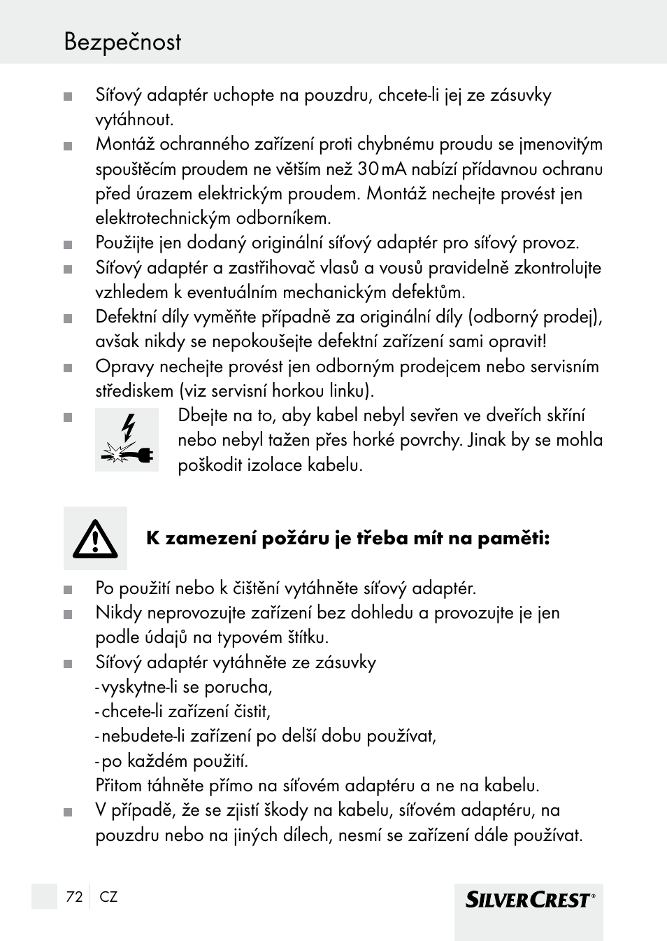 Bezpečnost / před uvedením do provozu bezpečnost | Silvercrest SHBS 1000 A1 User Manual | Page 72 / 125