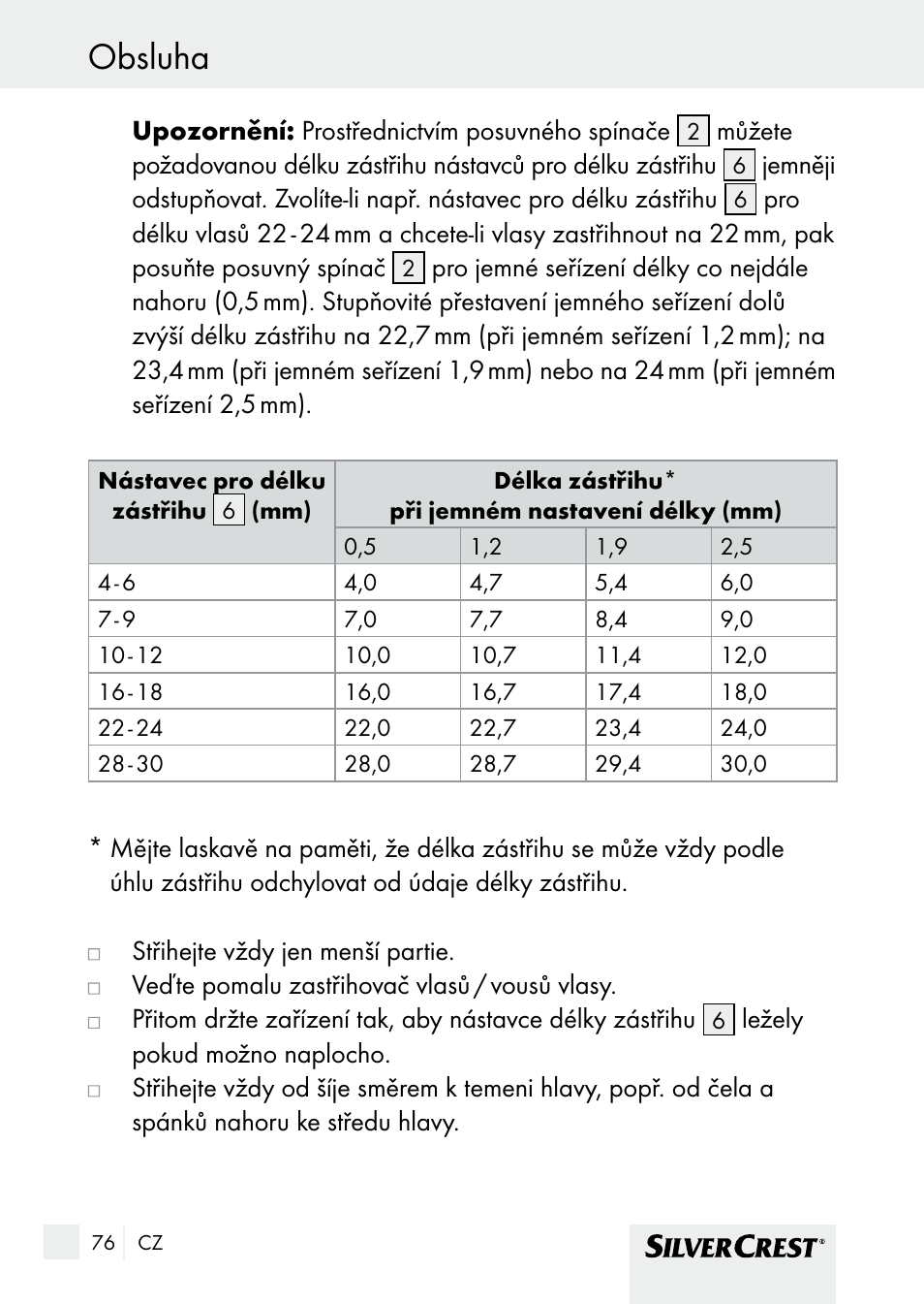 Obsluha | Silvercrest SHBS 1000 A1 User Manual | Page 76 / 125
