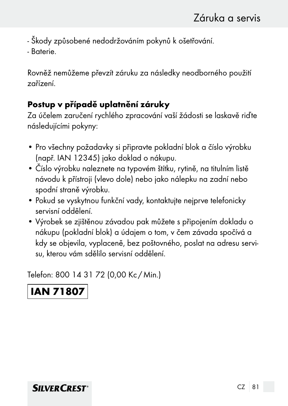 Záruka a servis zlikvidování / záruka a servis | Silvercrest SHBS 1000 A1 User Manual | Page 81 / 125