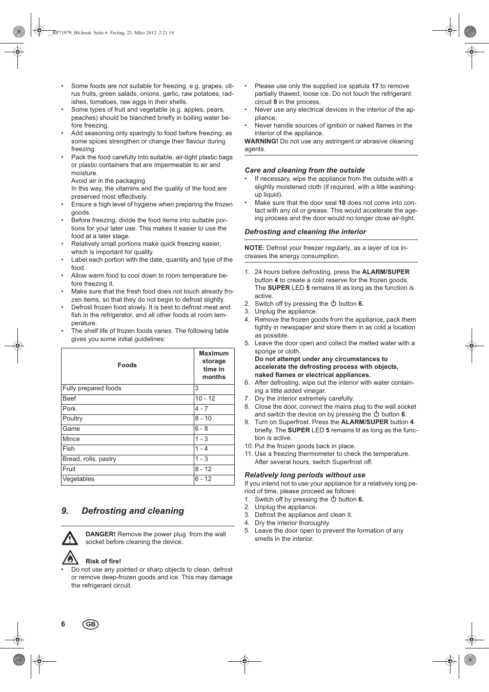 Defrosting and cleaning | Silvercrest STG 70 B3 User Manual | Page 8 / 14