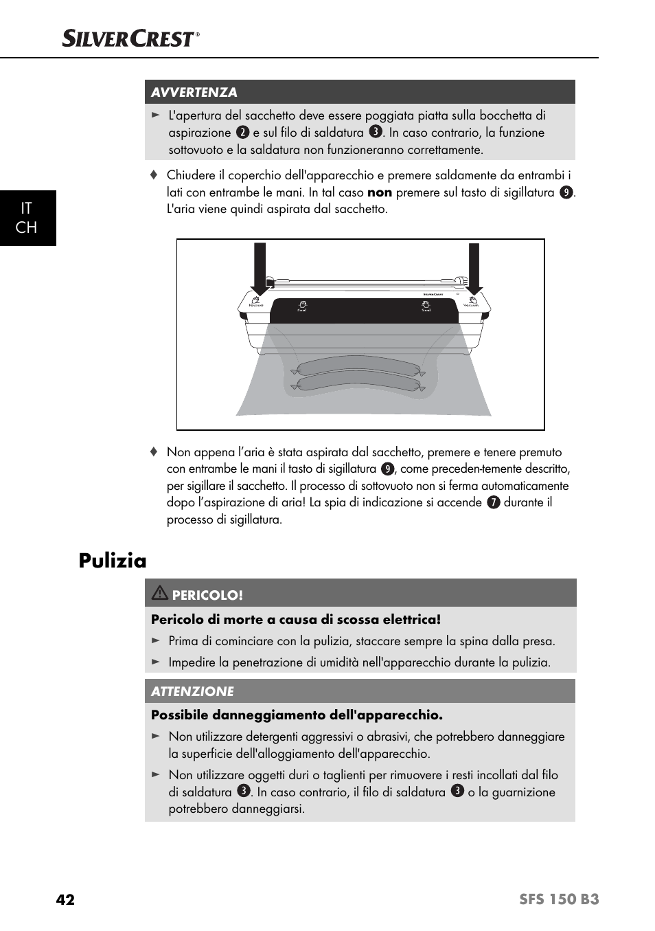 Pulizia, It ch | Silvercrest SFS 150 B3 User Manual | Page 45 / 78