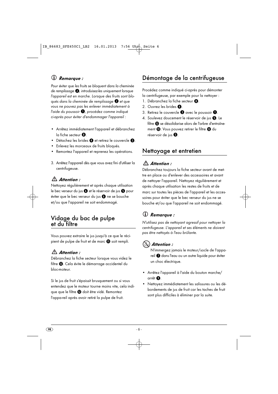 Vidage du bac de pulpe et du filtre, Démontage de la centrifugeuse, Nettoyage et entretien | Silvercrest SFE 450 C1 User Manual | Page 9 / 52