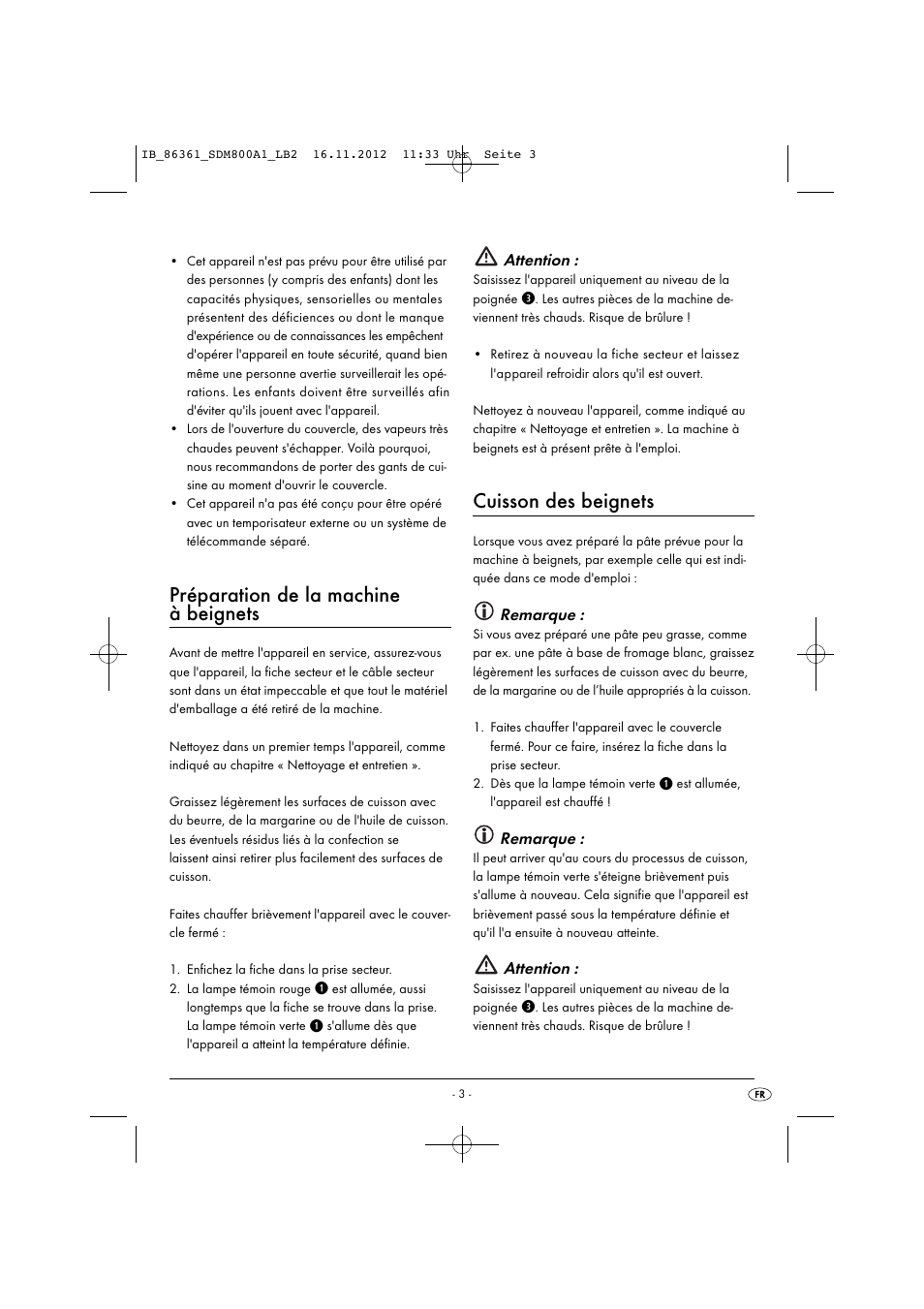 Préparation de la machine à beignets, Cuisson des beignets | Silvercrest SDM 800 A1 User Manual | Page 6 / 28