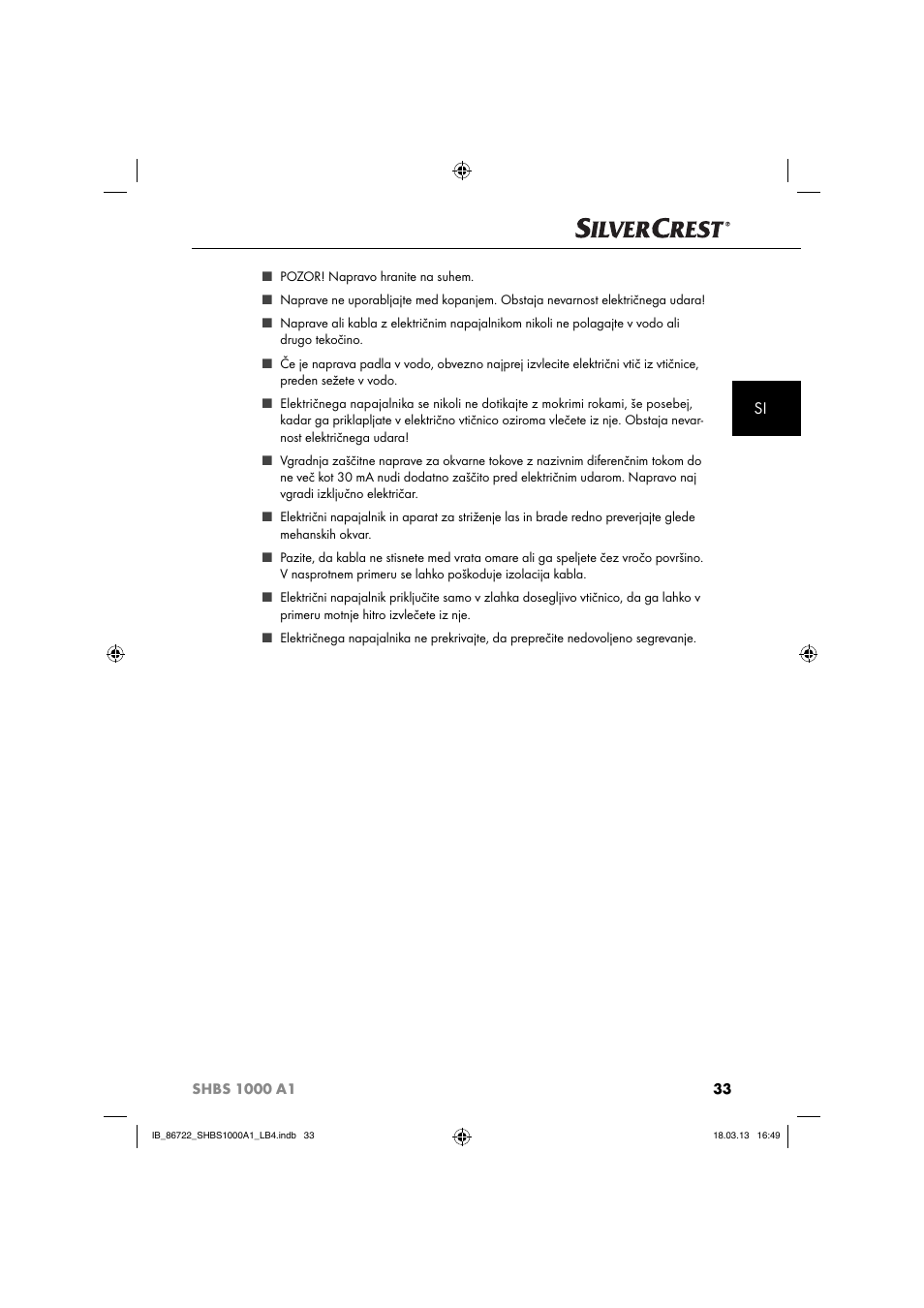 Silvercrest SHBS 1000 A1 User Manual | Page 36 / 87