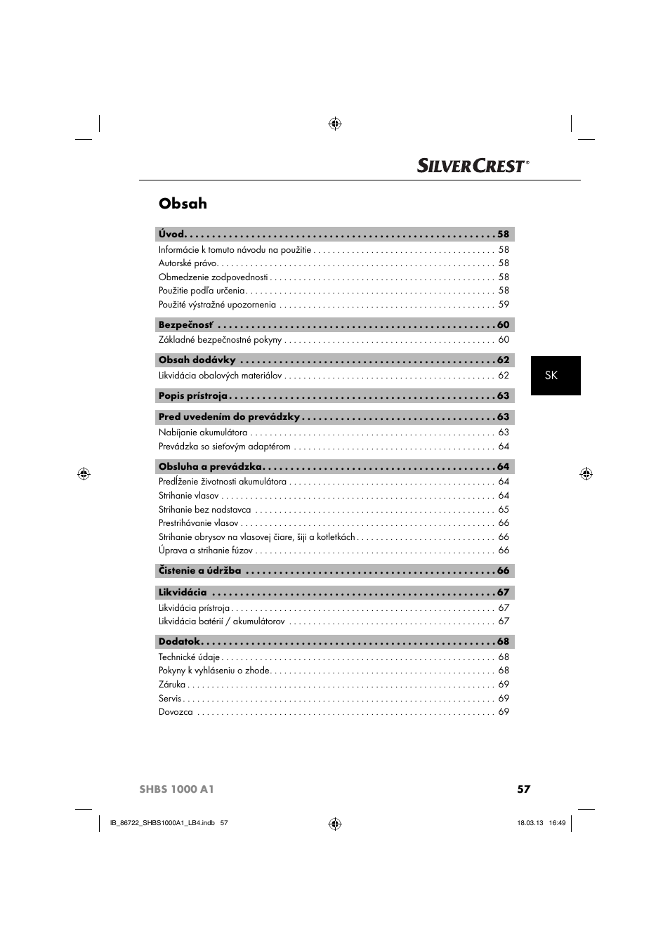 Silvercrest SHBS 1000 A1 User Manual | Page 60 / 87