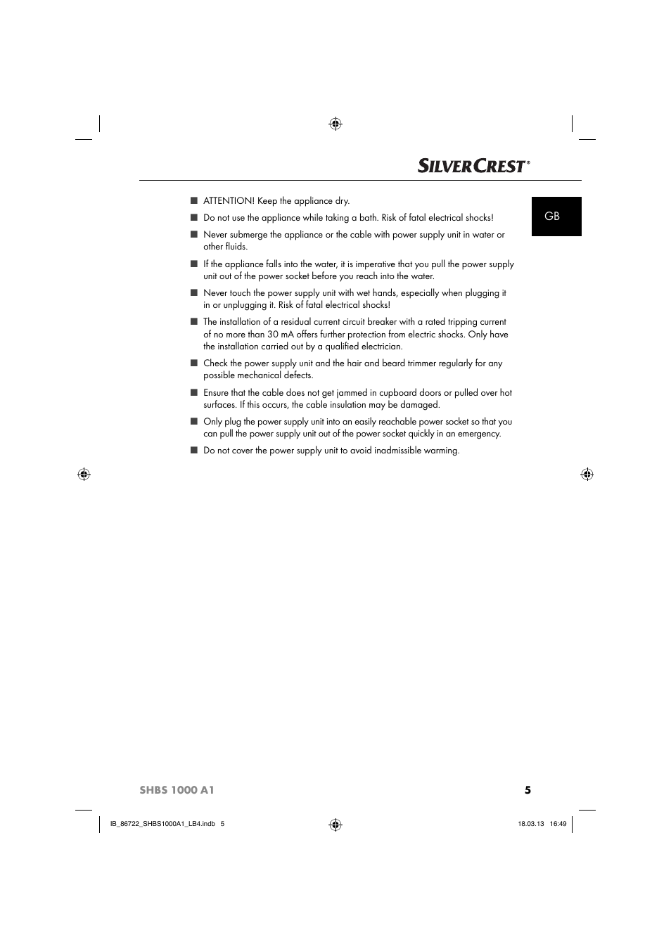 Silvercrest SHBS 1000 A1 User Manual | Page 8 / 87