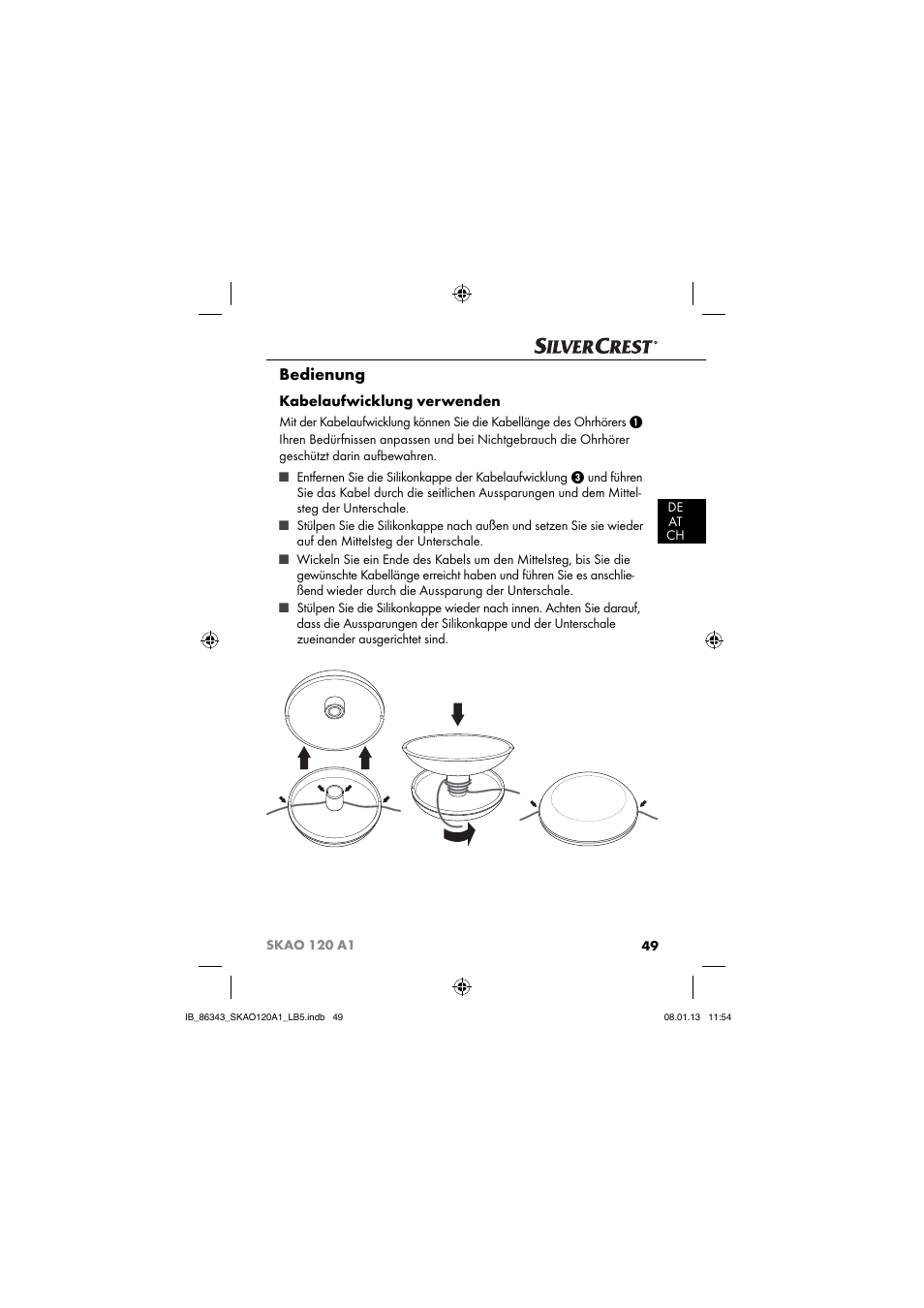 Bedienung, Kabelaufwicklung verwenden | Silvercrest SKAO 120 A1 User Manual | Page 52 / 59