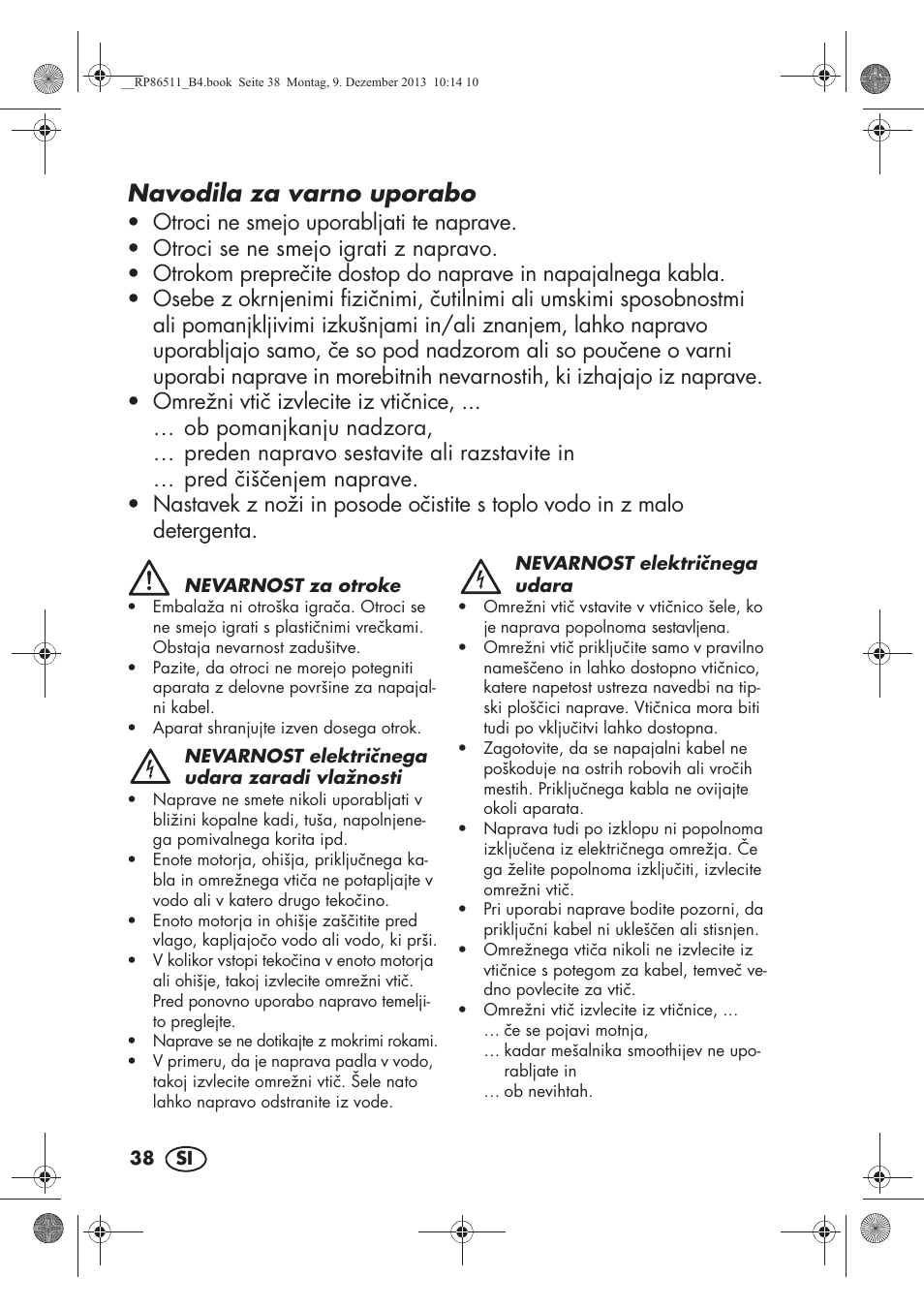 Navodila za varno uporabo | Silvercrest SSM 175 A1 User Manual | Page 40 / 78