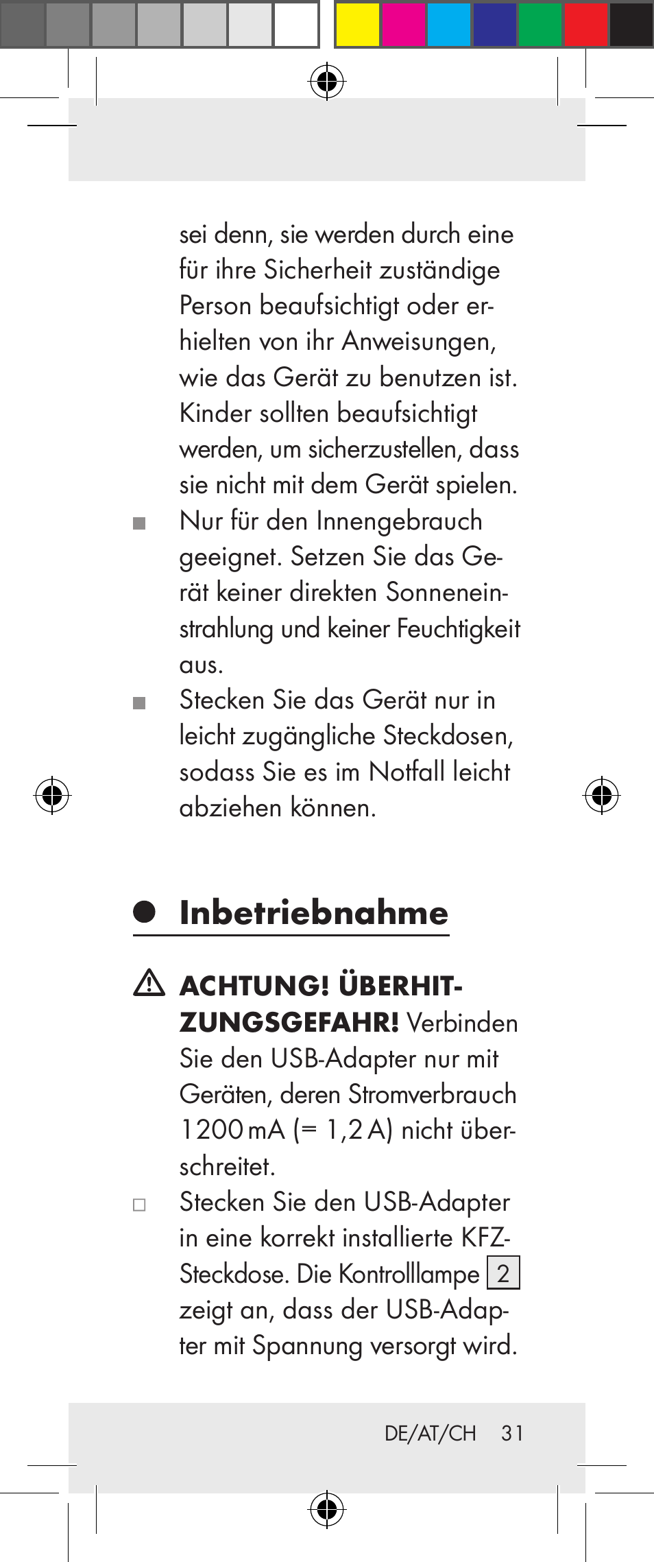 Inbetriebnahme | Silvercrest Z31306A User Manual | Page 31 / 34