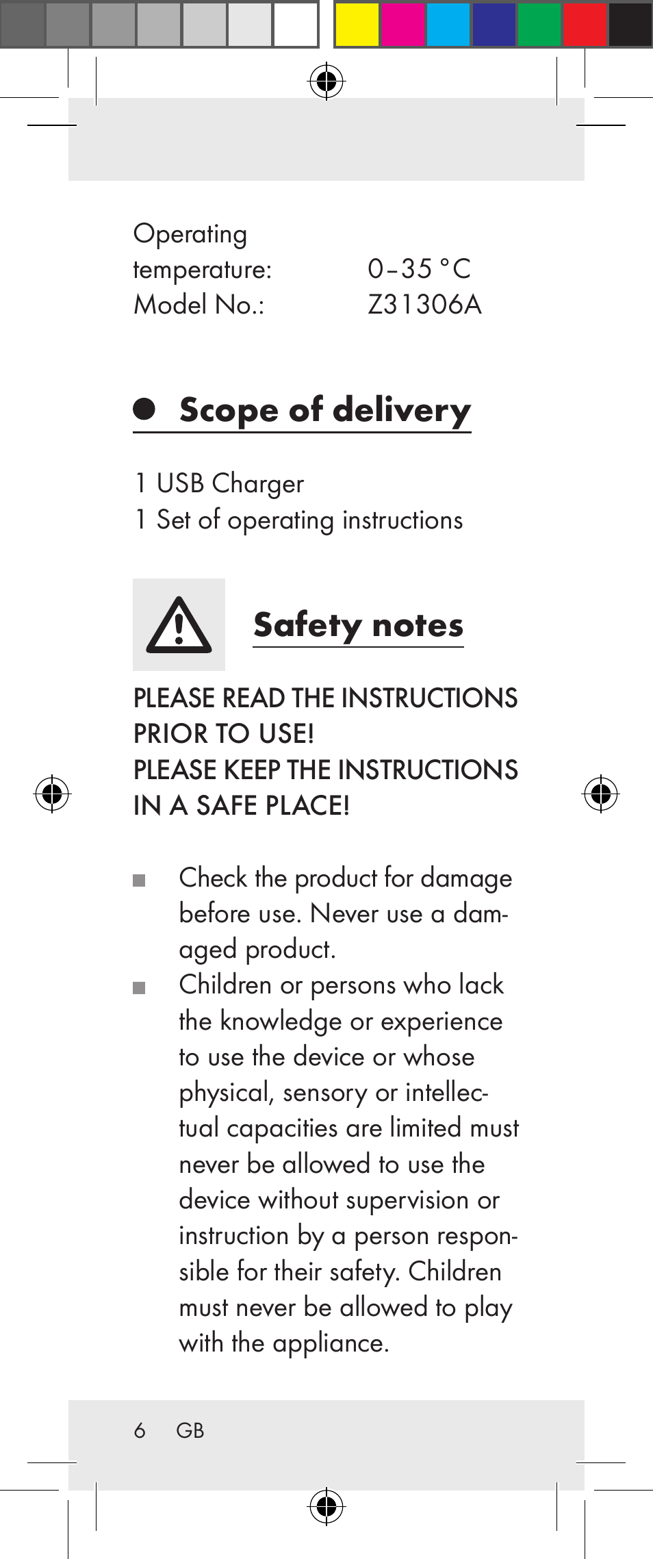 Scope of delivery | Silvercrest Z31306A User Manual | Page 6 / 34
