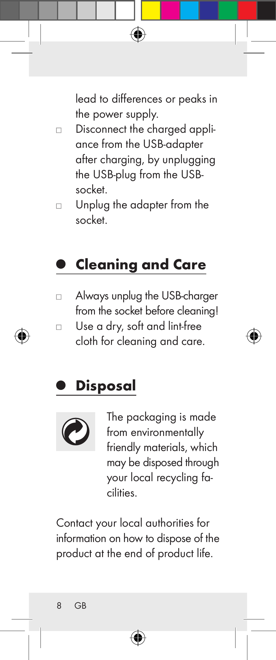 Cleaning and care, Disposal | Silvercrest Z31306A User Manual | Page 8 / 34