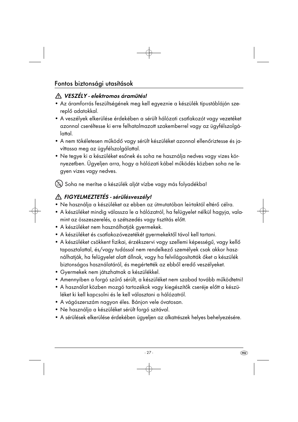 Fontos biztonsági utasítások | Silvercrest SFE 450 C1 User Manual | Page 30 / 88