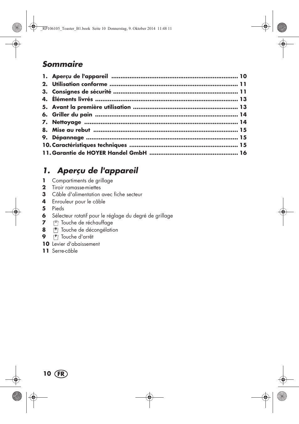 Sommaire, Aperçu de l'appareil | Silvercrest STS 920 A1 User Manual | Page 12 / 38