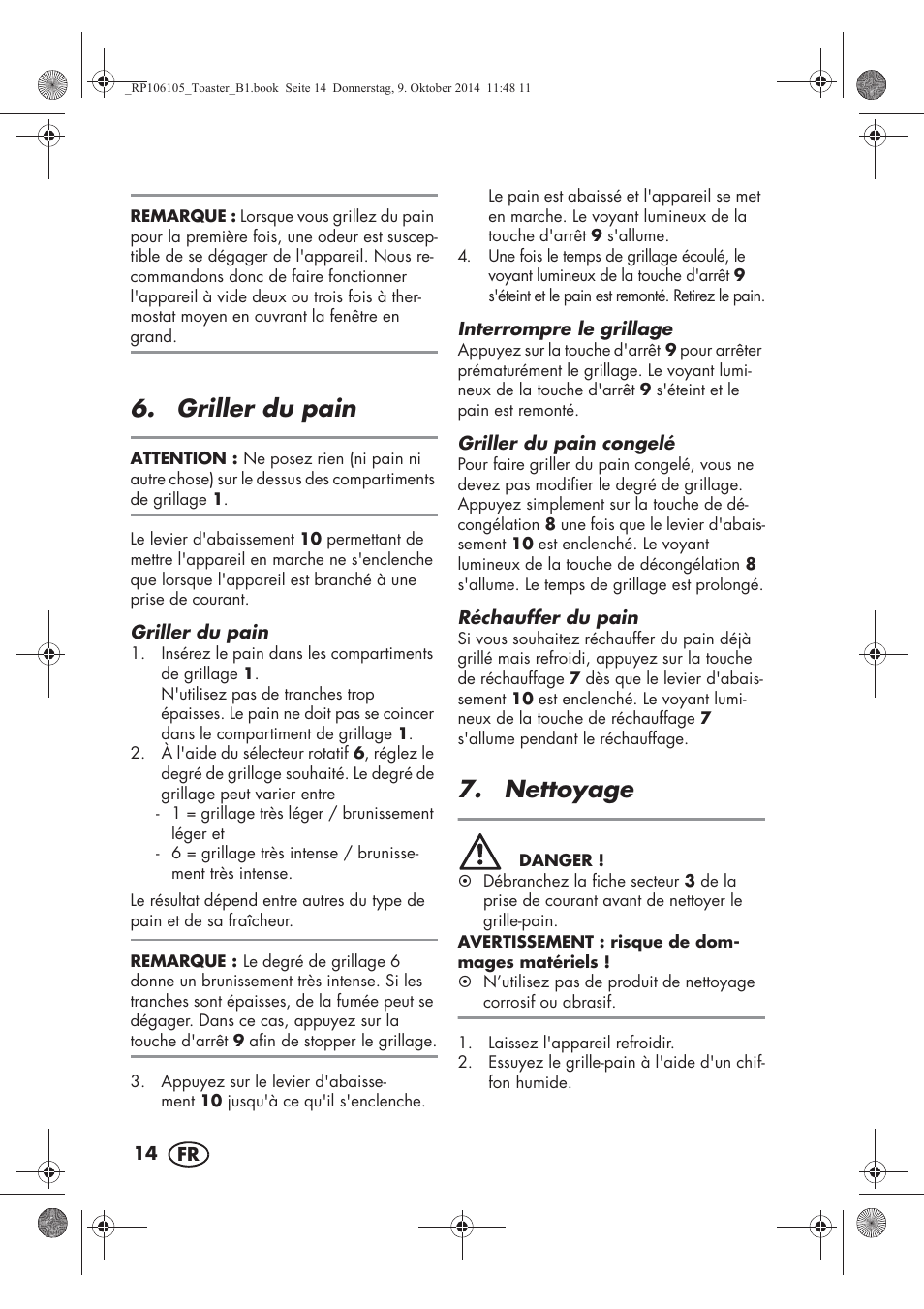 Griller du pain, Nettoyage | Silvercrest STS 920 A1 User Manual | Page 16 / 38