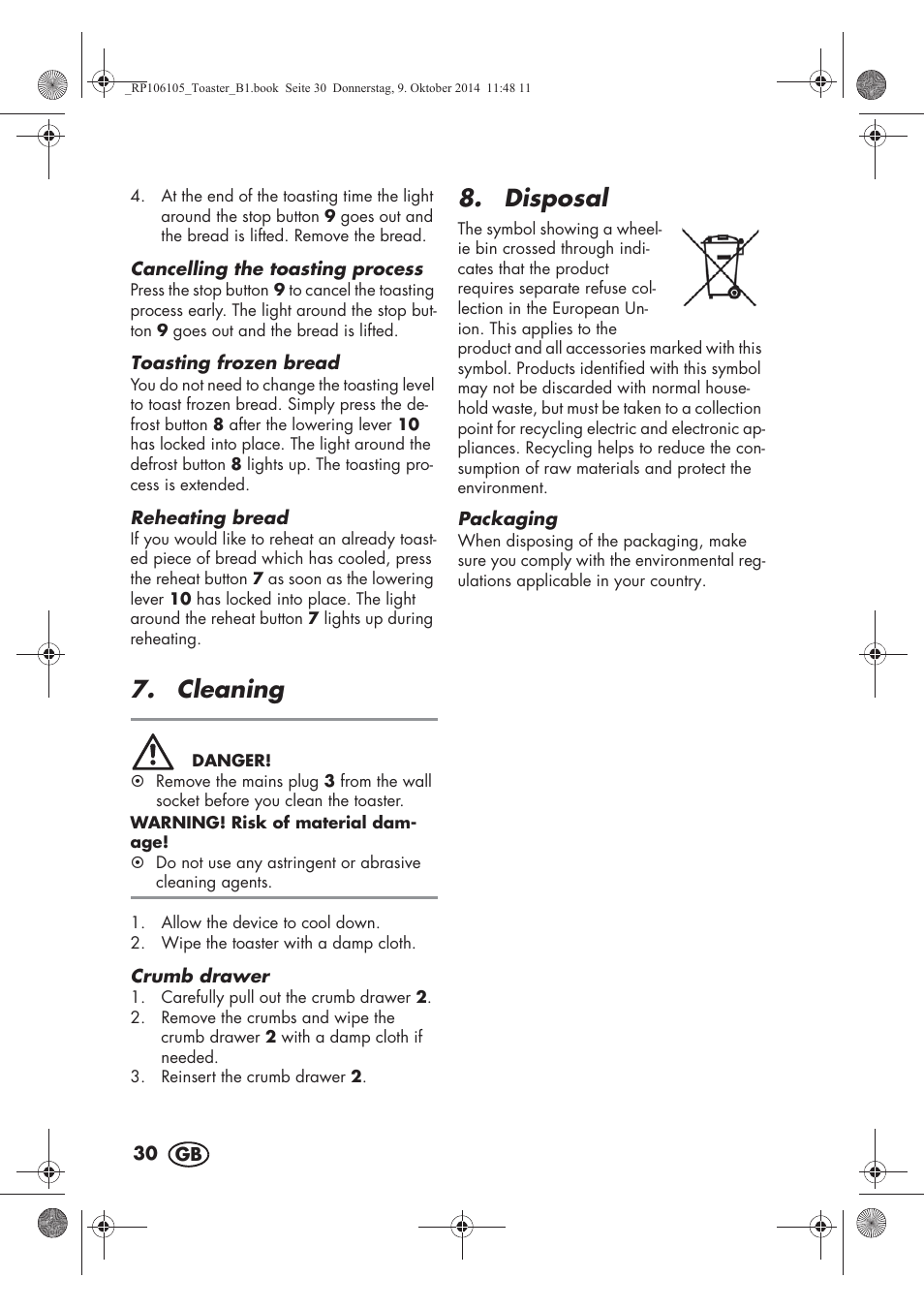 Cleaning, Disposal | Silvercrest STS 920 A1 User Manual | Page 32 / 38