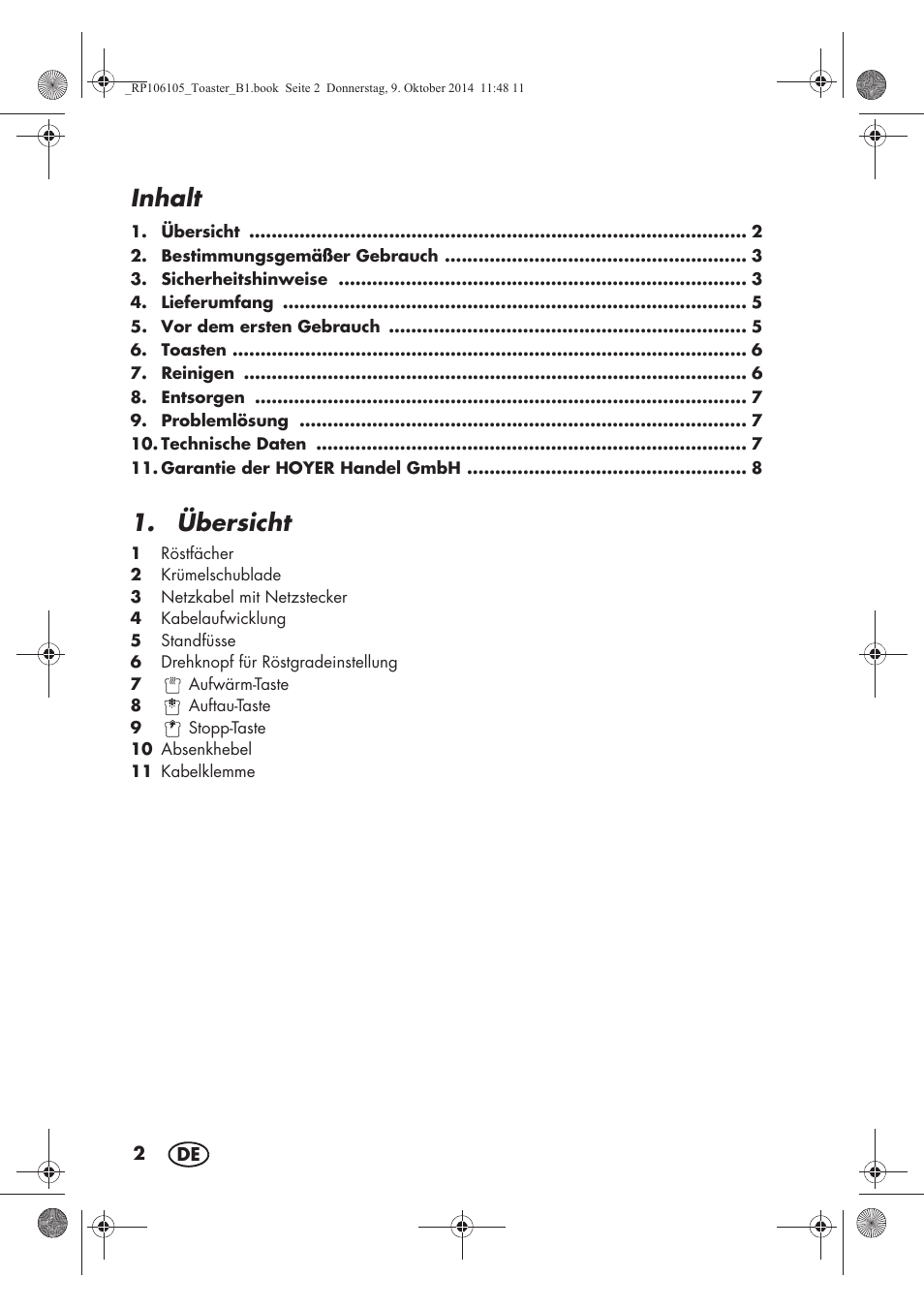 Inhalt, Übersicht | Silvercrest STS 920 A1 User Manual | Page 4 / 38