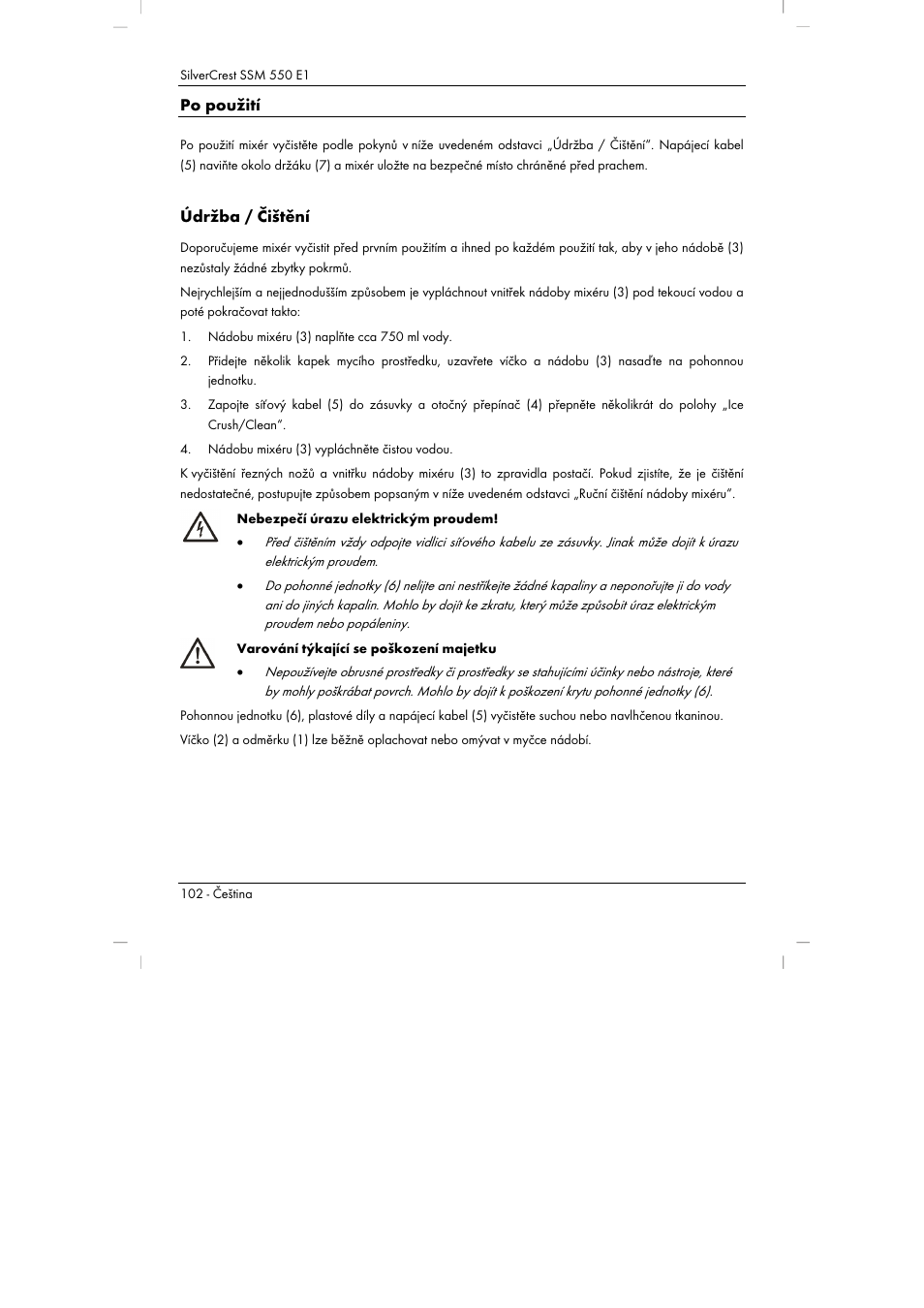 Po použití, Údržba / čištění | Silvercrest SSM 550 E1 User Manual | Page 104 / 154