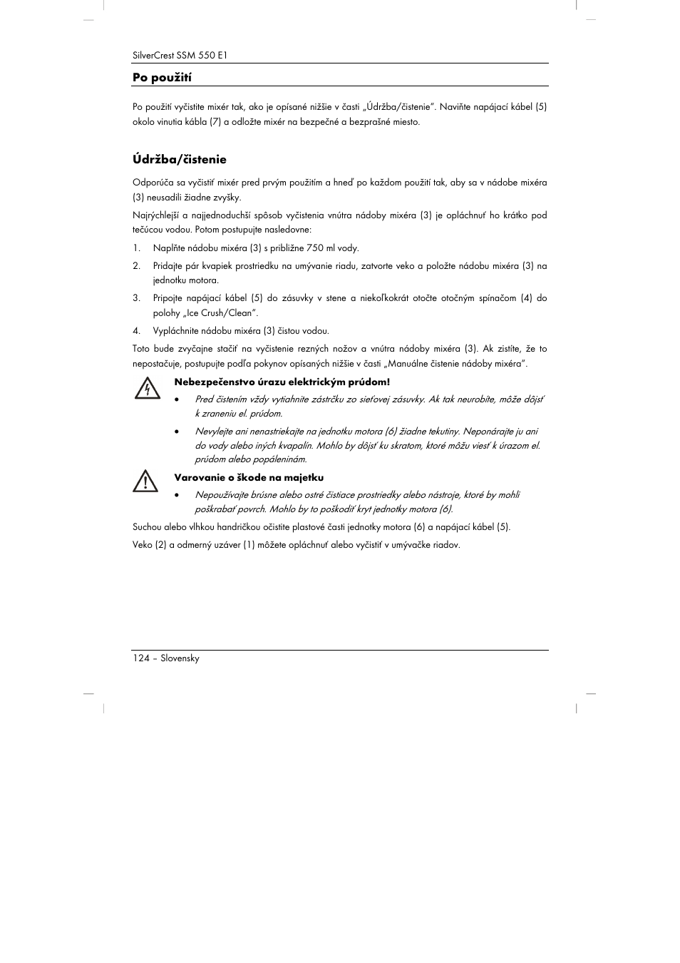 Po použití, Údržba/čistenie | Silvercrest SSM 550 E1 User Manual | Page 126 / 154