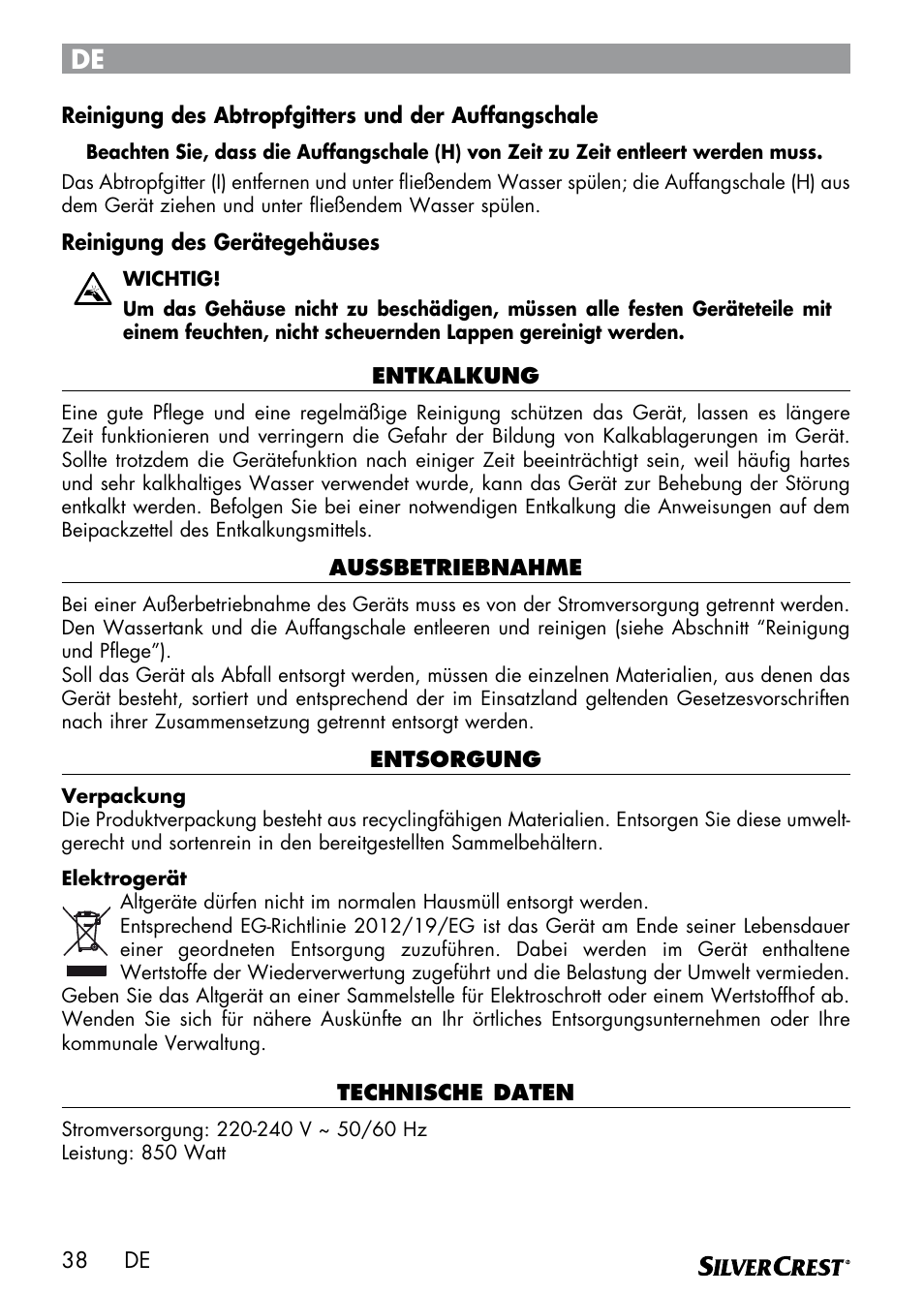 Silvercrest SEMR 850 A1 User Manual | Page 38 / 54