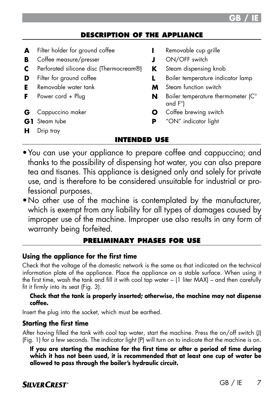 Gb / ie | Silvercrest SEMR 850 A1 User Manual | Page 7 / 54