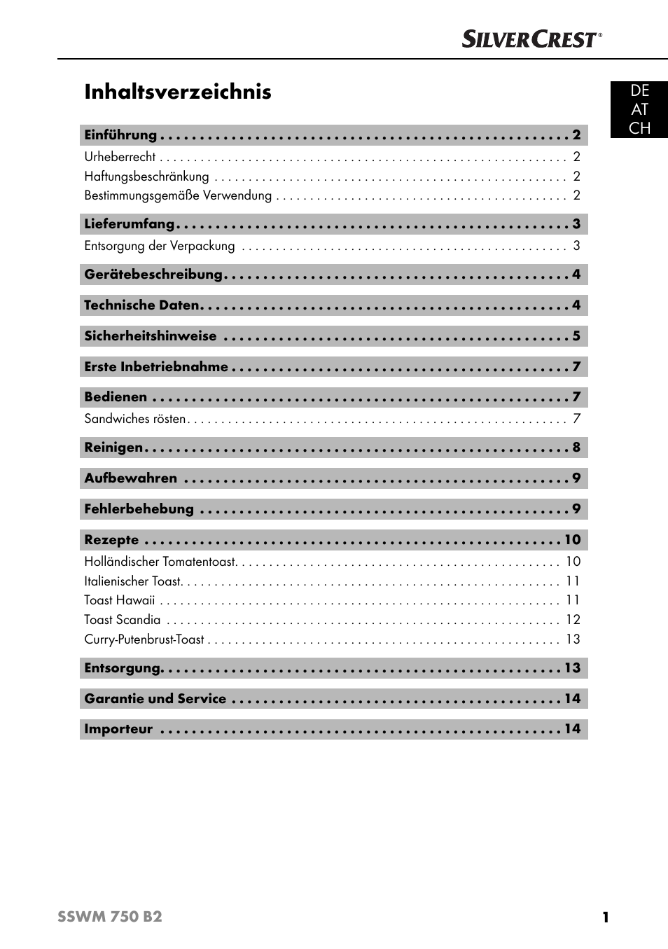 Silvercrest SSWM 750 B2 User Manual | Page 4 / 60