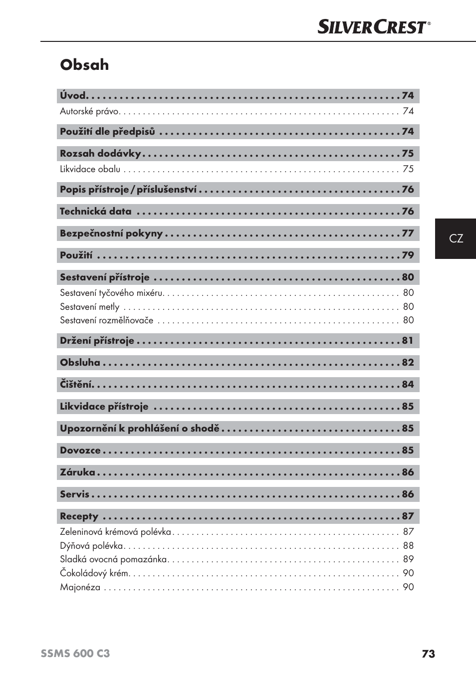 Silvercrest SSMS 600 C3 User Manual | Page 76 / 130