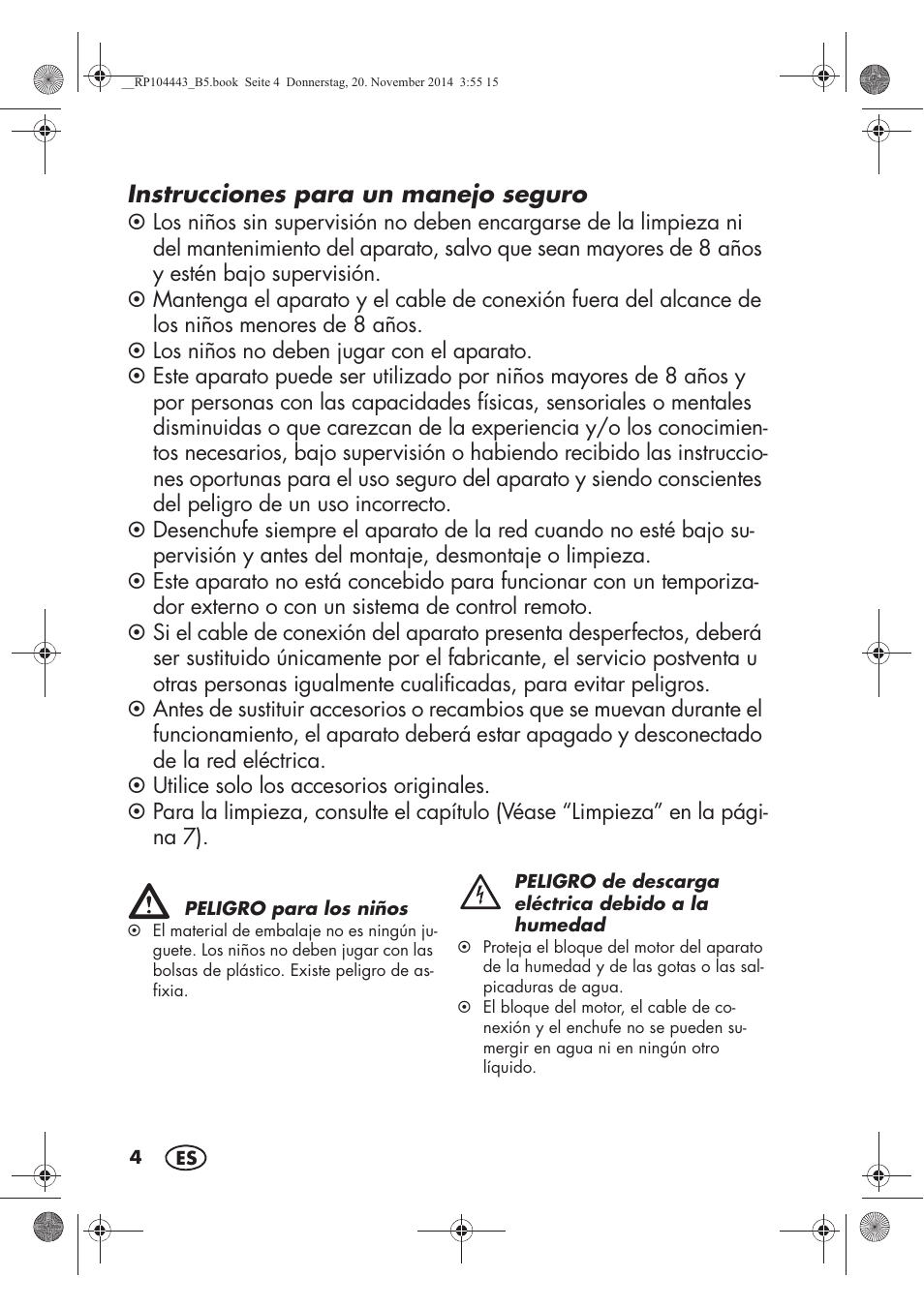 Instrucciones para un manejo seguro | Silvercrest SZP 40 A1 User Manual | Page 6 / 44