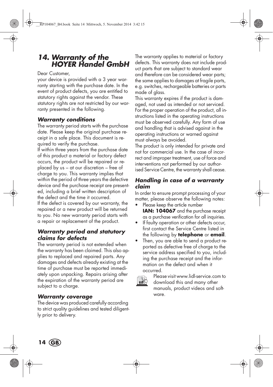 Warranty of the hoyer handel gmbh | Silvercrest SKM 350 A1 User Manual | Page 16 / 102