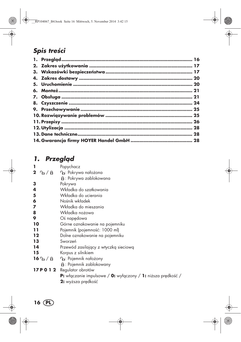Spis treci, Przegld | Silvercrest SKM 350 A1 User Manual | Page 18 / 102