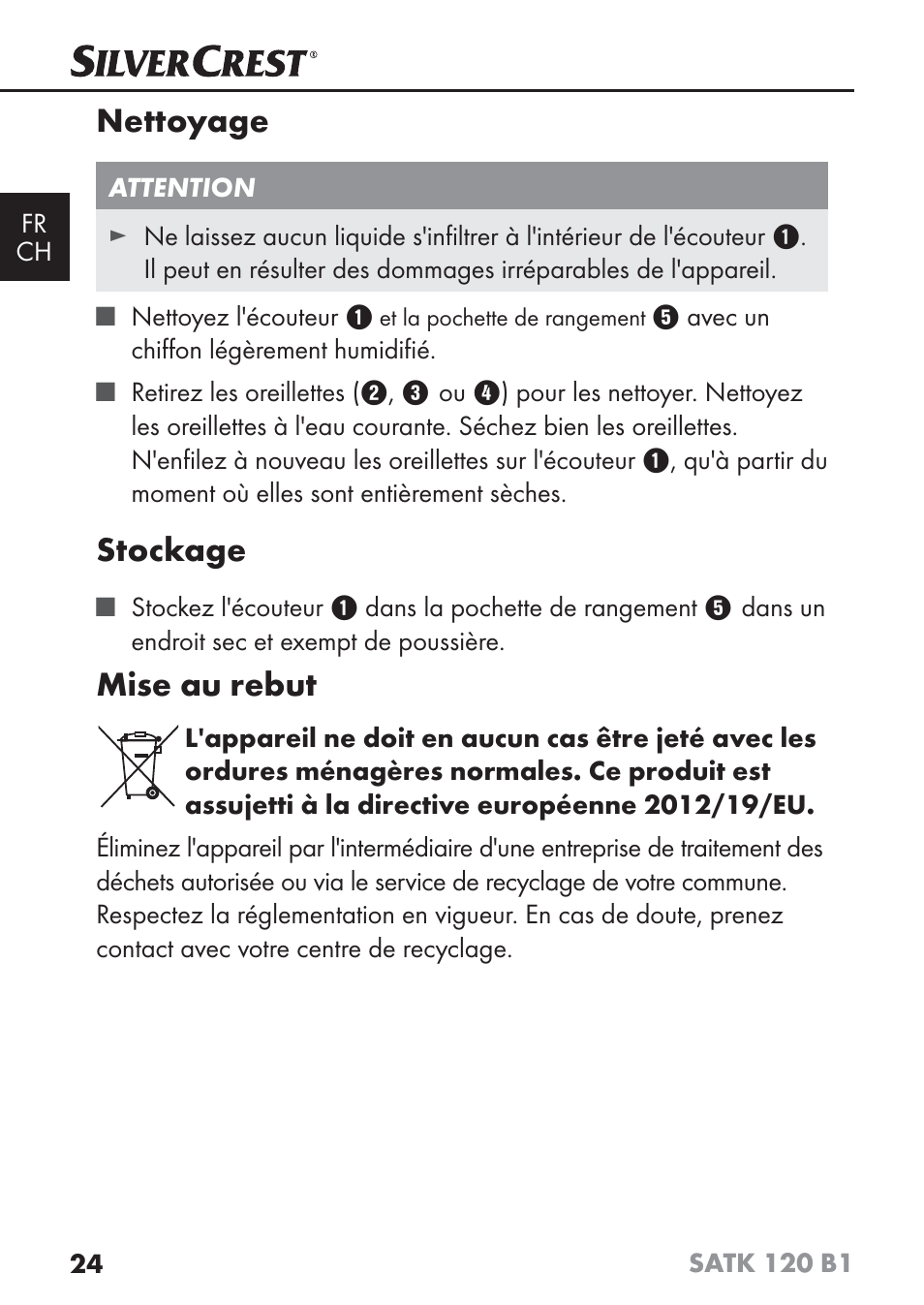 Nettoyage, Stockage, Mise au rebut | Silvercrest SATK 120 B1 User Manual | Page 27 / 60