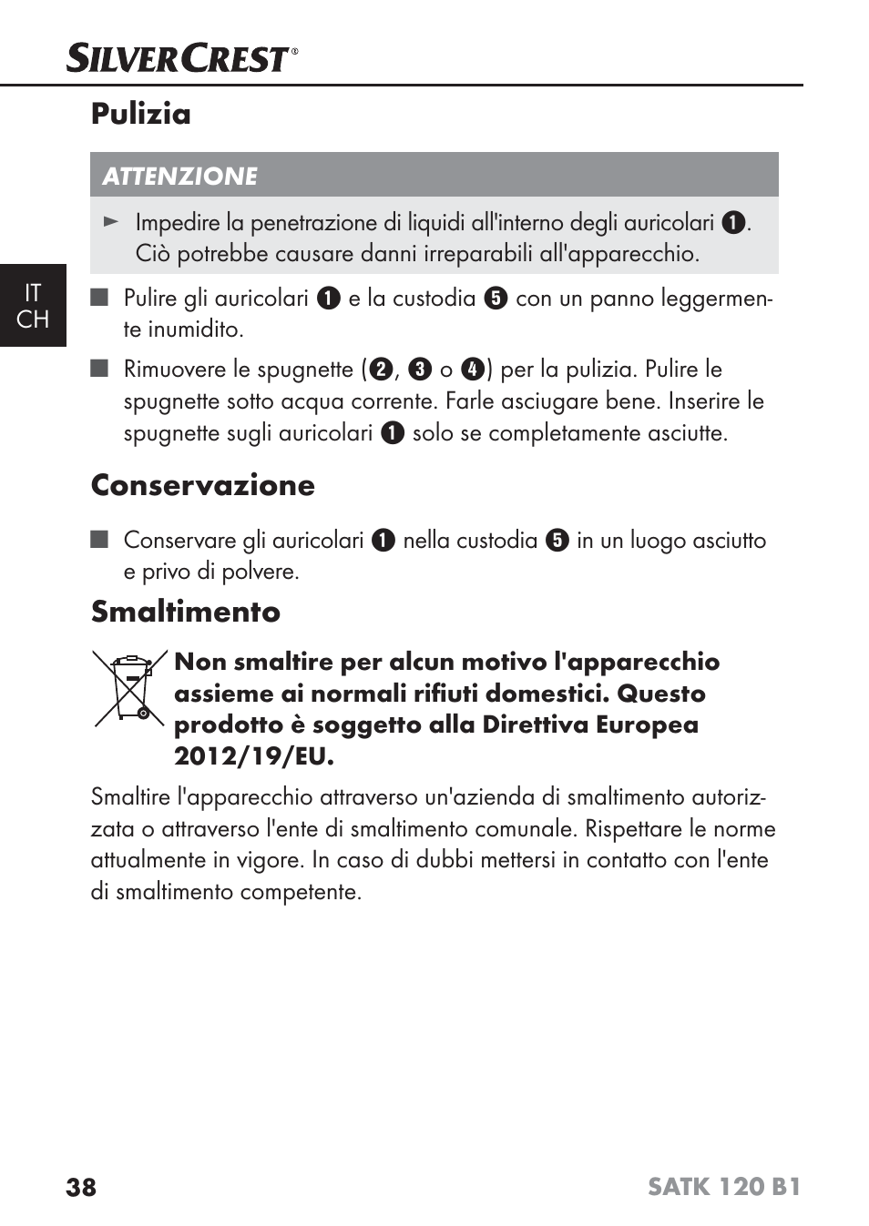 Pulizia, Conservazione, Smaltimento | Silvercrest SATK 120 B1 User Manual | Page 41 / 60