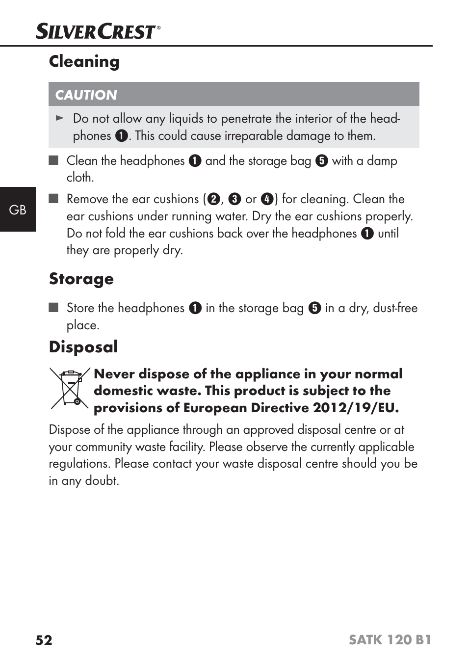 Cleaning, Storage, Disposal | Silvercrest SATK 120 B1 User Manual | Page 55 / 60
