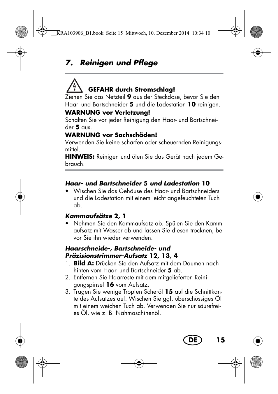 Reinigen und pflege | Silvercrest SHBS 3.7 A1 User Manual | Page 17 / 96