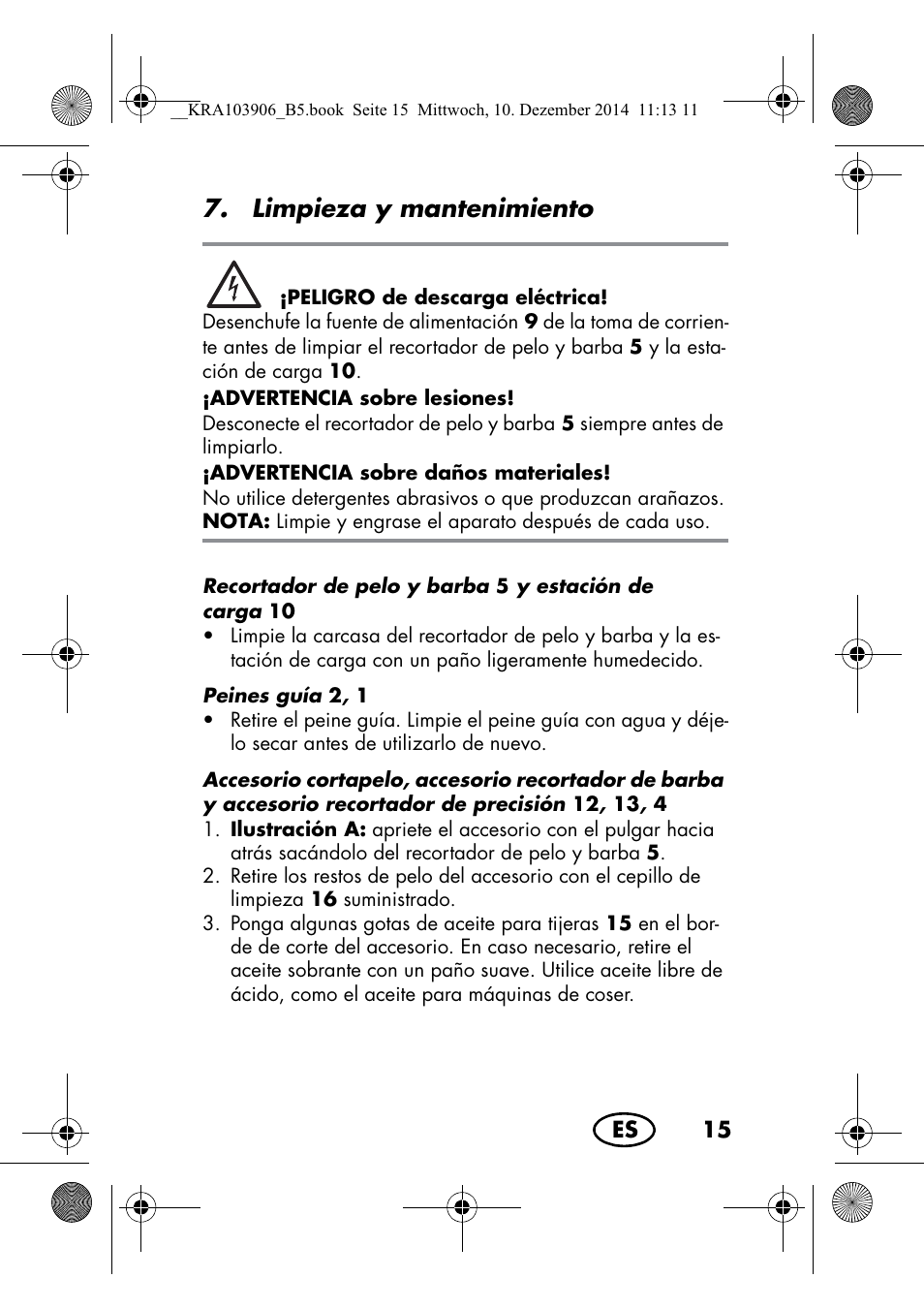 Limpieza y mantenimiento | Silvercrest SHBS 3.7 A1 User Manual | Page 17 / 116