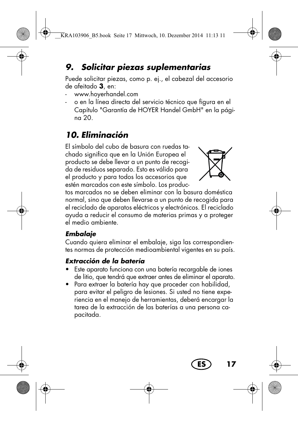 Solicitar piezas suplementarias, Eliminación | Silvercrest SHBS 3.7 A1 User Manual | Page 19 / 116