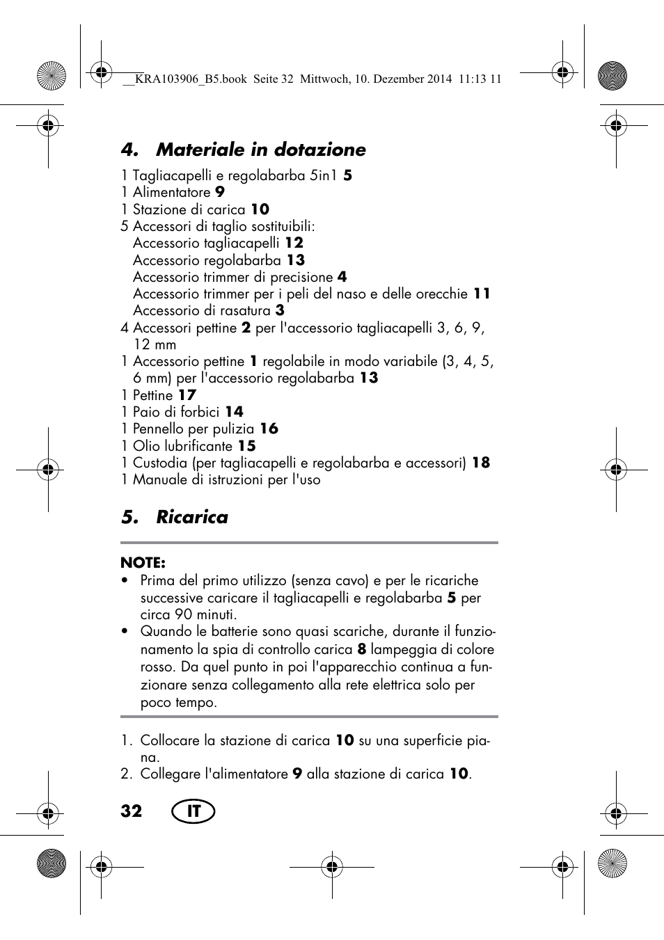 Materiale in dotazione, Ricarica | Silvercrest SHBS 3.7 A1 User Manual | Page 34 / 116