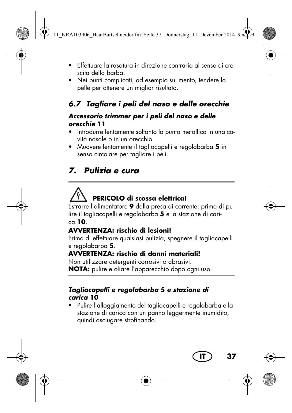 Pulizia e cura | Silvercrest SHBS 3.7 A1 User Manual | Page 39 / 116