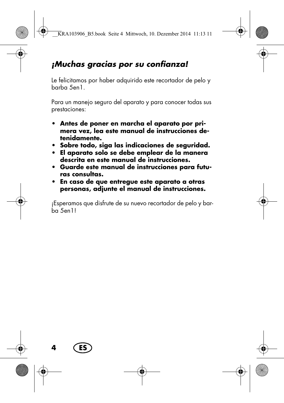 Muchas gracias por su confianza | Silvercrest SHBS 3.7 A1 User Manual | Page 6 / 116