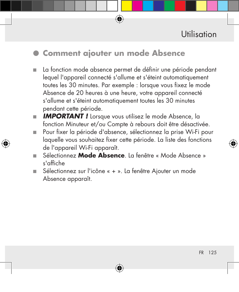 Utilisation, Comment ajouter un mode absence | Silvercrest SWS-A1 User Manual | Page 125 / 190